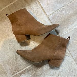Brown suede booties